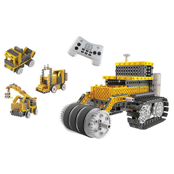 TG667 - Ingenious Machine Remote Control Construction Crew Building Kit - Crane, Forklift Truck, Bulldozer And Dump Truck