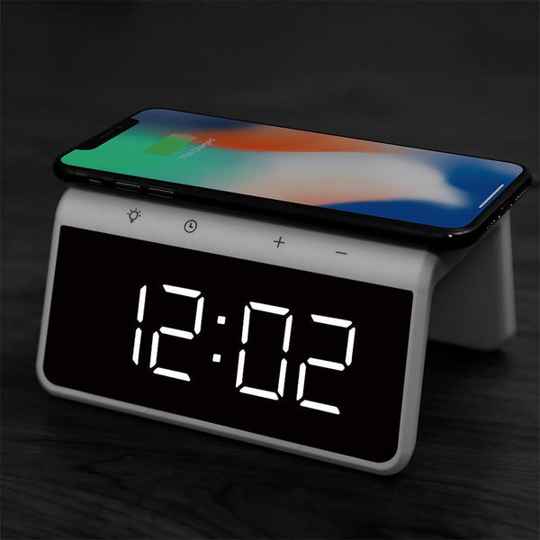 TG809 - Alarm Clock With Qi Wireless Charger Pad, Dimmable Display, 2 Alarms & Colour Changing Nightlight