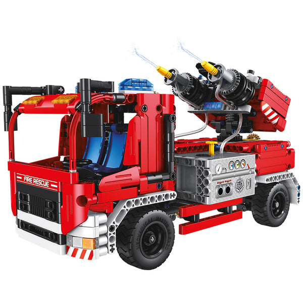 TG901 Fire Engine Construction Set – 1288 Piece Fire Truck Rescue Vehicle With Real Water Pump – 2 Models Of Fire Engine To Make